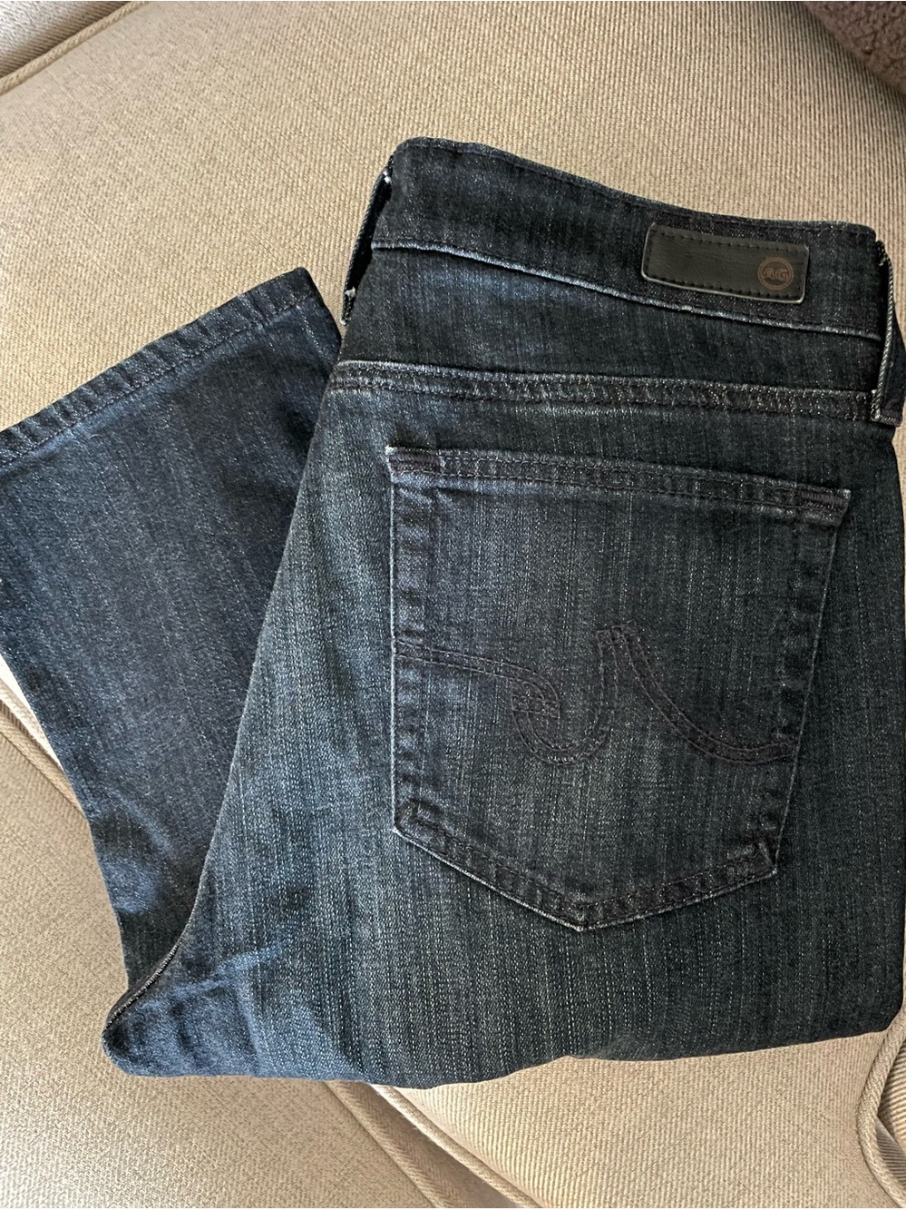 Ag Adriano Goldschmmied Men's Straight Jeans in Dark Blue-Black Wash